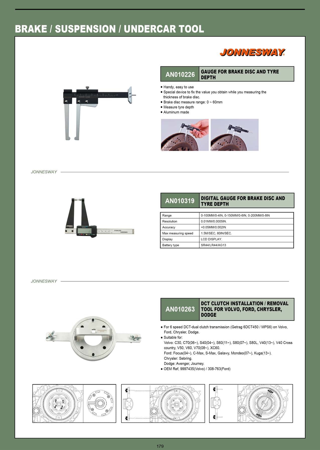JONNESWAY® CALIBRADOR PARA DISCO DE FRENO Y PROFUNDIDAD DE NEUMATICOS