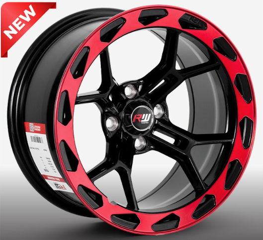 ARO 15X8 100X4 ET-5 CB73.1 BLACK/RING POLISH RED