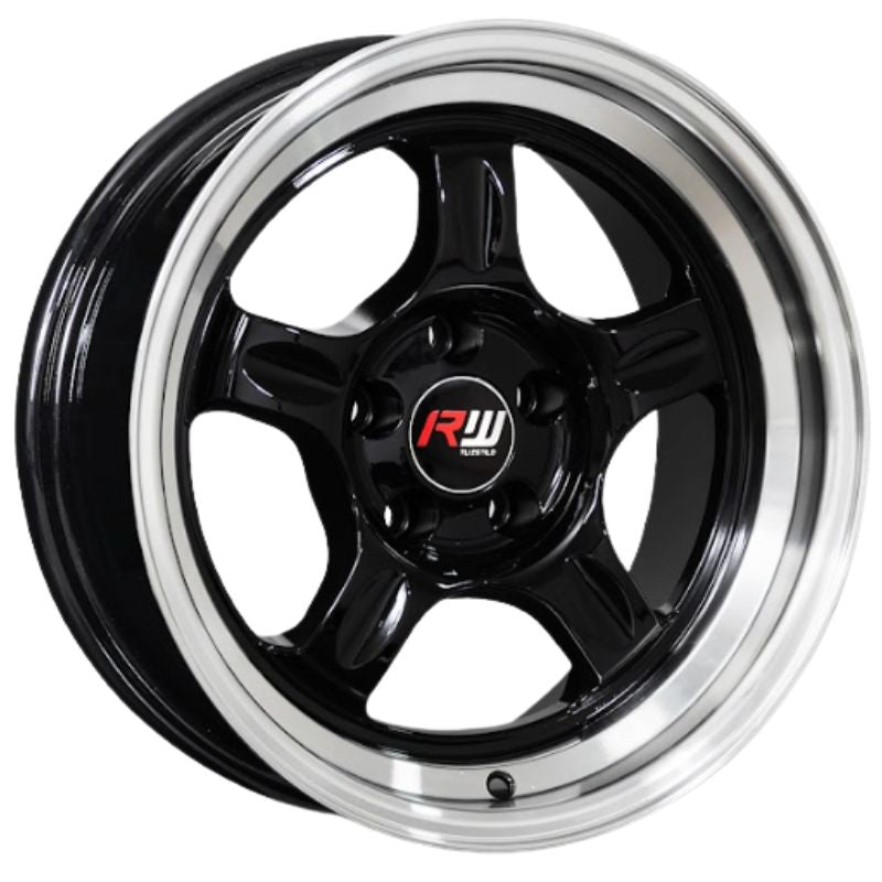 RW® - 15X8 5X100 ET-20 CB73.1 BLACK/LIP POLISHED