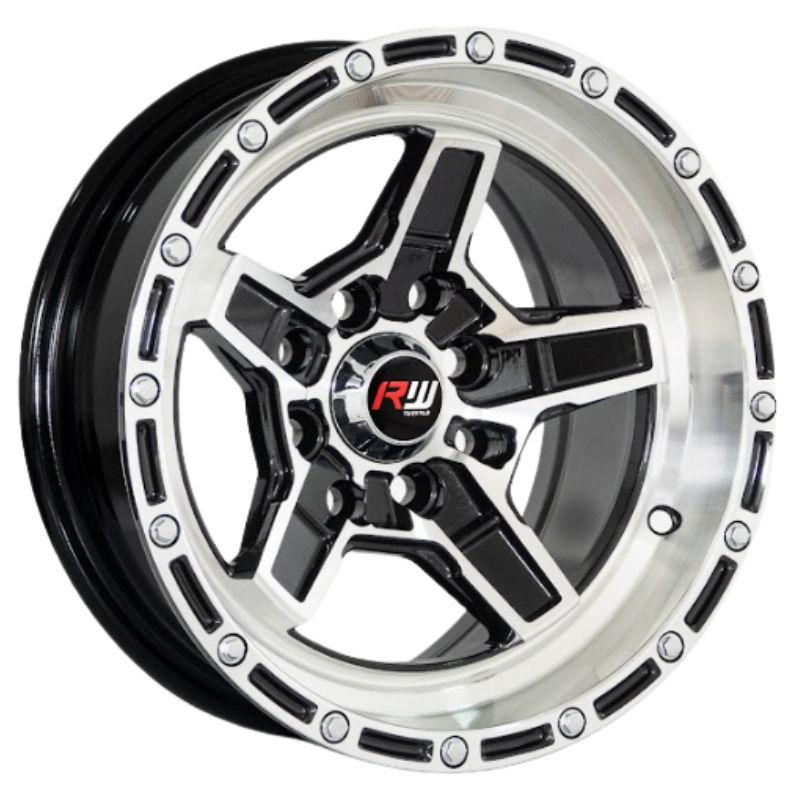 RW® - 13x6.0 4X100/4X114.3ET0 CB73.1 BLACK MACHINED RIVET