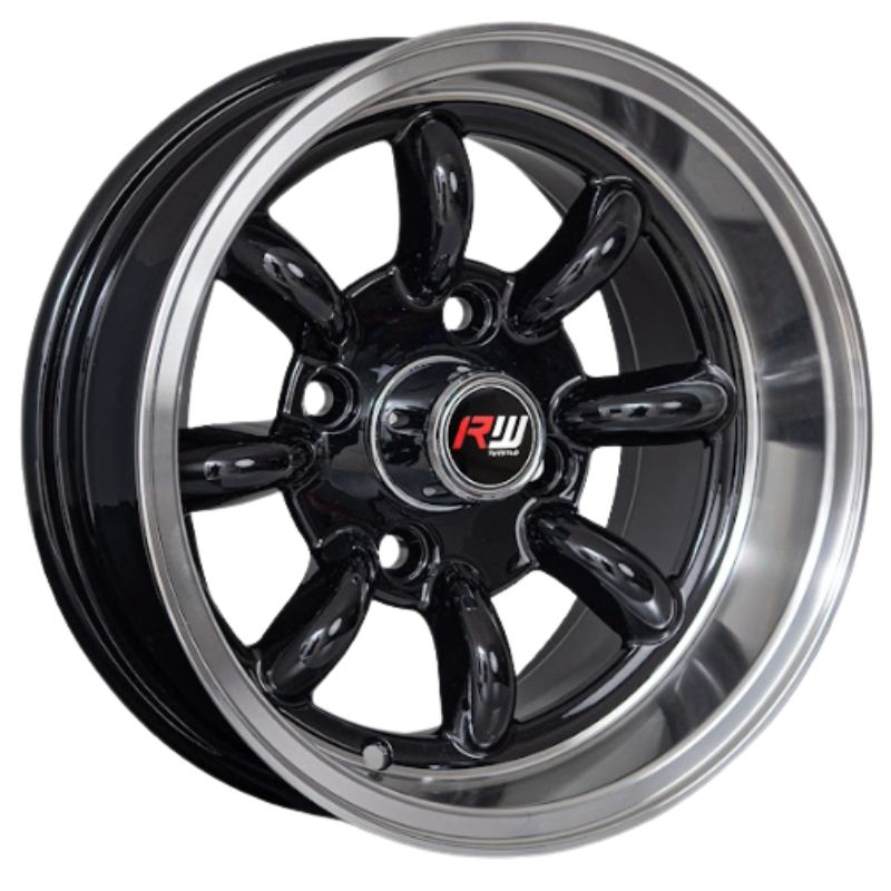 RW® - 13X7 4X114.3 ET-7 CB73.1 BLACK GLOSS/LIP POLISHED