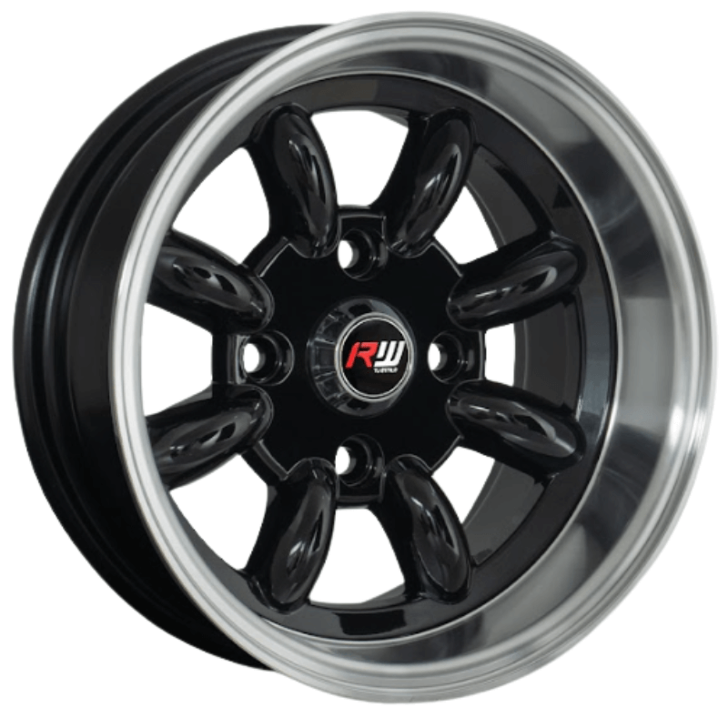 RW® - 13X7.0 4X114.3 ET-7 CB73.1 BLACK / LIP POLISHED