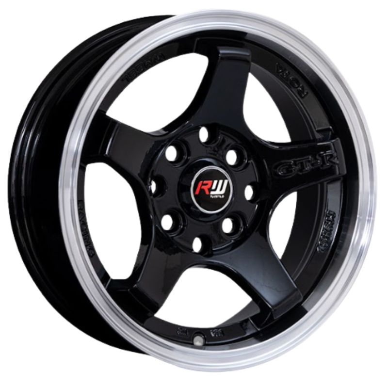 RW® - 13X6 4X100/4X114.3 ET15 CB73.1 BLACK/LIP POLISH