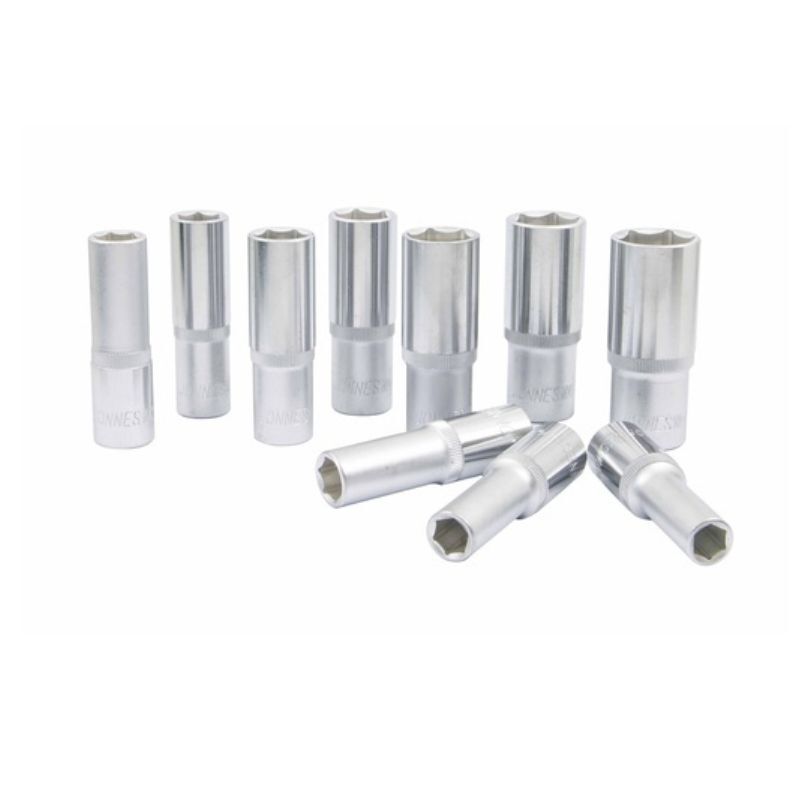 JONNESWAY® JUEGO DE DADOS PROFUNDOS MILIMETRICO 1/2" (10 PIEZAS - 6 PUNTAS)