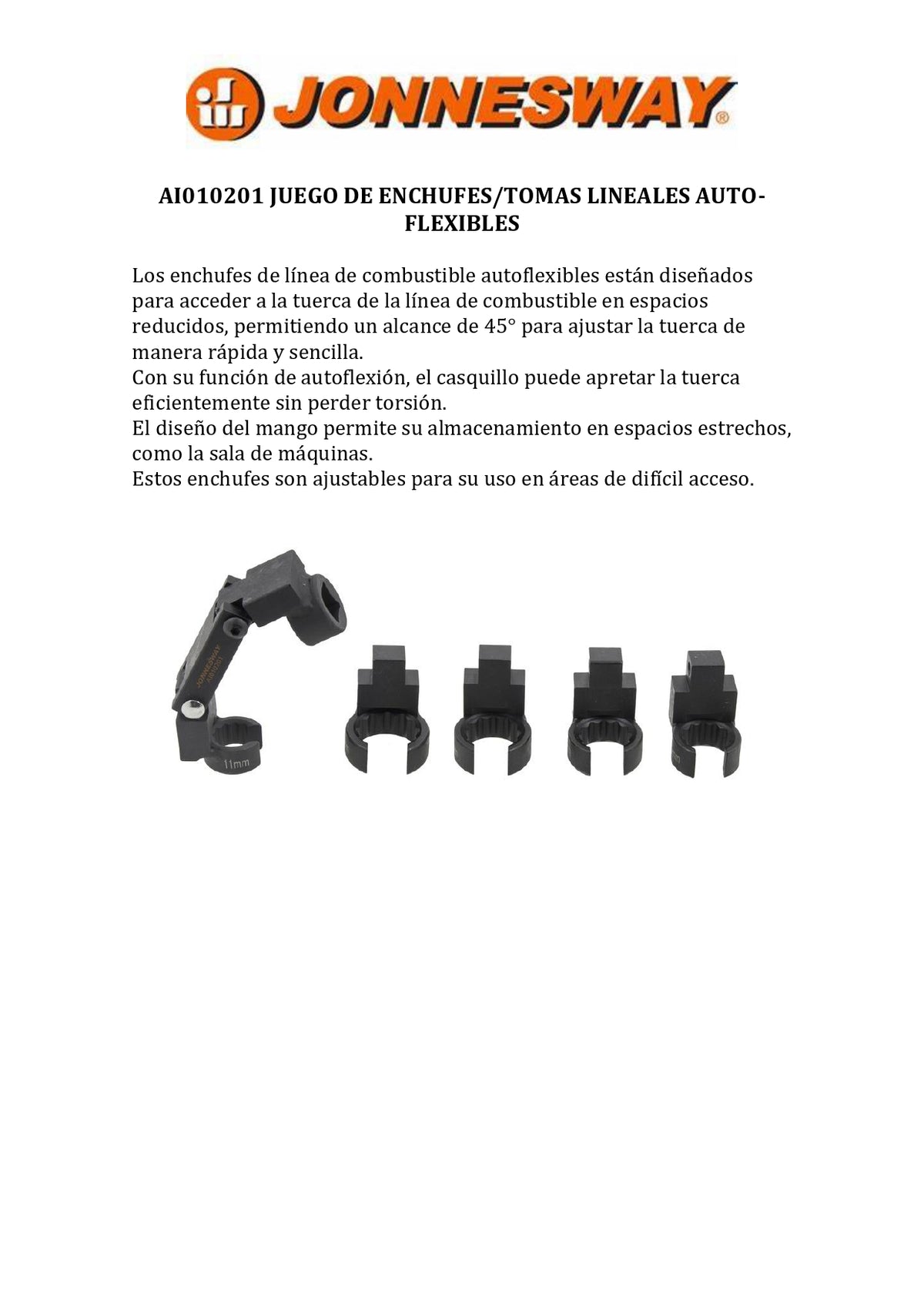 JONNESWAY® JUEGO DE ENCHUFES/TOMAS LINEALES AUTO-FLEXIBLES