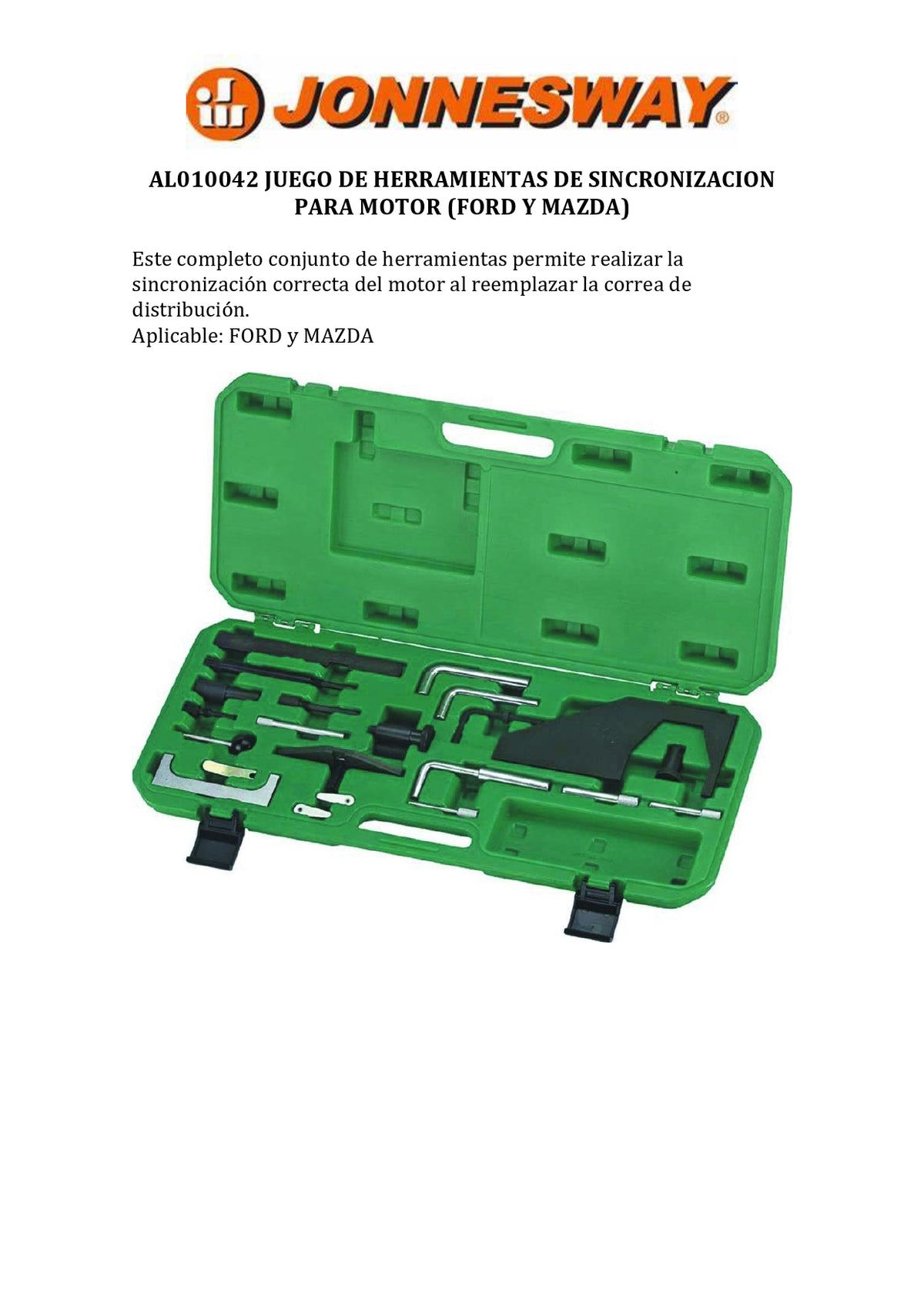 JONNESWAY® ENGINE TIMING TOOL KIT (FORD AND MAZDA)