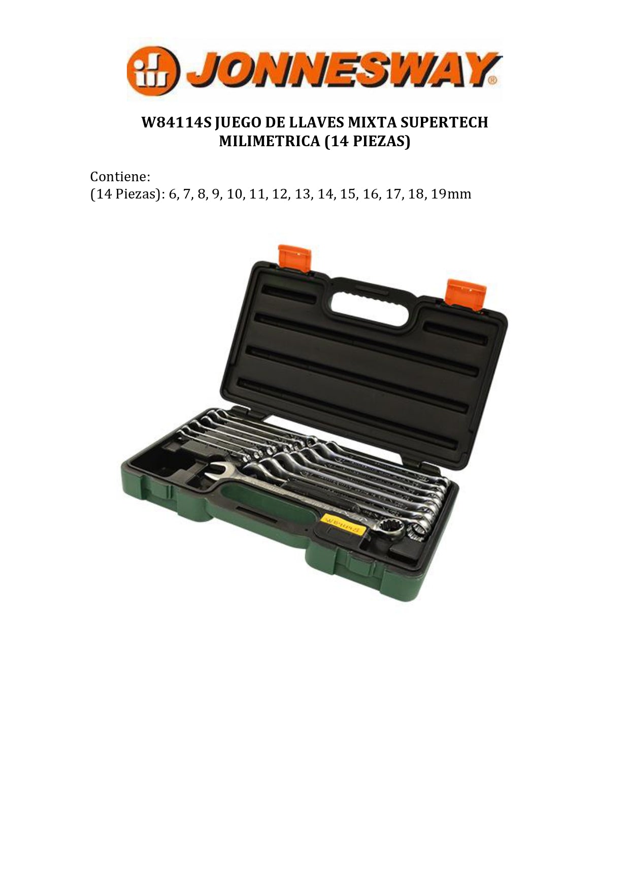 JONNESWAY® SUPERTECH COMBINATION WRENCH SET METRIC (14 PIECES)
