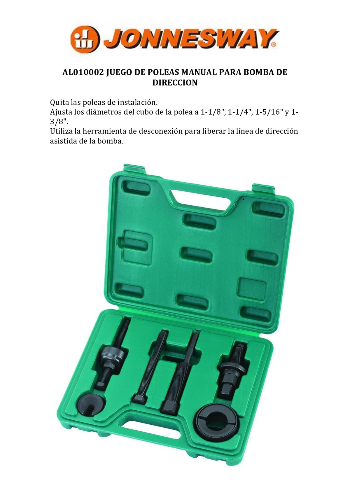 JONNESWAY® MANUAL POWER STEERING PUMP PULLEY REMOVER/INSTALLER SET