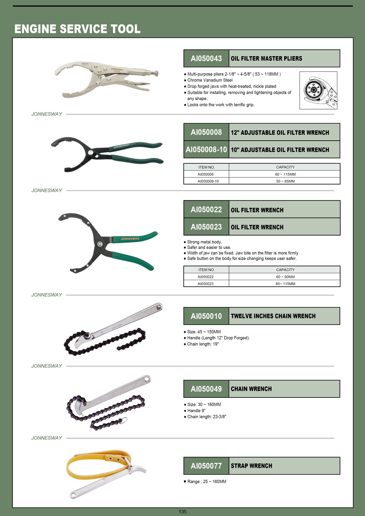 JONNESWAY® LLAVE DE CADENA 9"