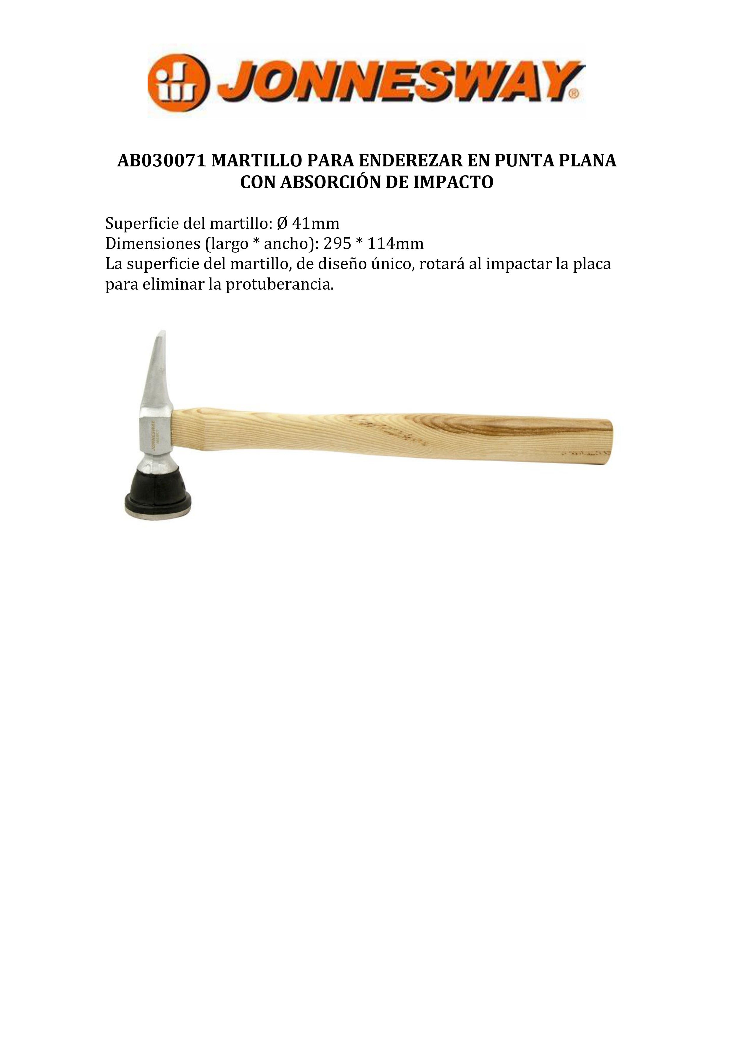 JONNESWAY® MARTILLO PARA ENDEREZAR EN PUNTA PLANA CON ABSORCIÓN DE IMPACTO