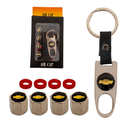 KIT LLAVERO CHEVROLET CON TAPA MUÑON NIQUELADO 5 PZS