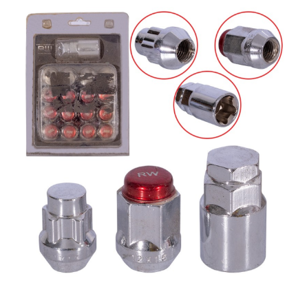 KIT SEGURIDAD ROJA RW 5PCS 32MM / 12PCS 33MM 12X1.50 D19 NIQUELADO