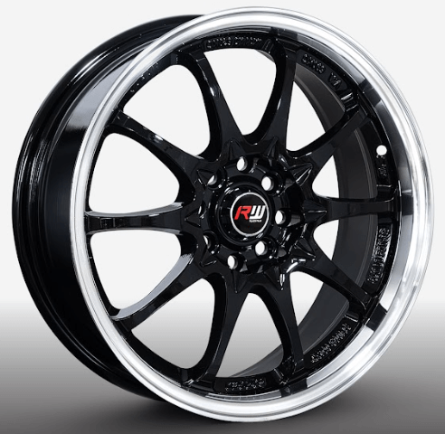 RW® - 16X7 4X100/4X108 ET35 CB73.1 BLACK /LIP POLISHED