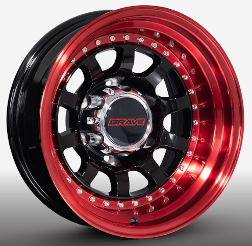 RW® - 15X8.5 6X139.7 ET-32 CB108 BLACK/RED LIP/ R GRAVE