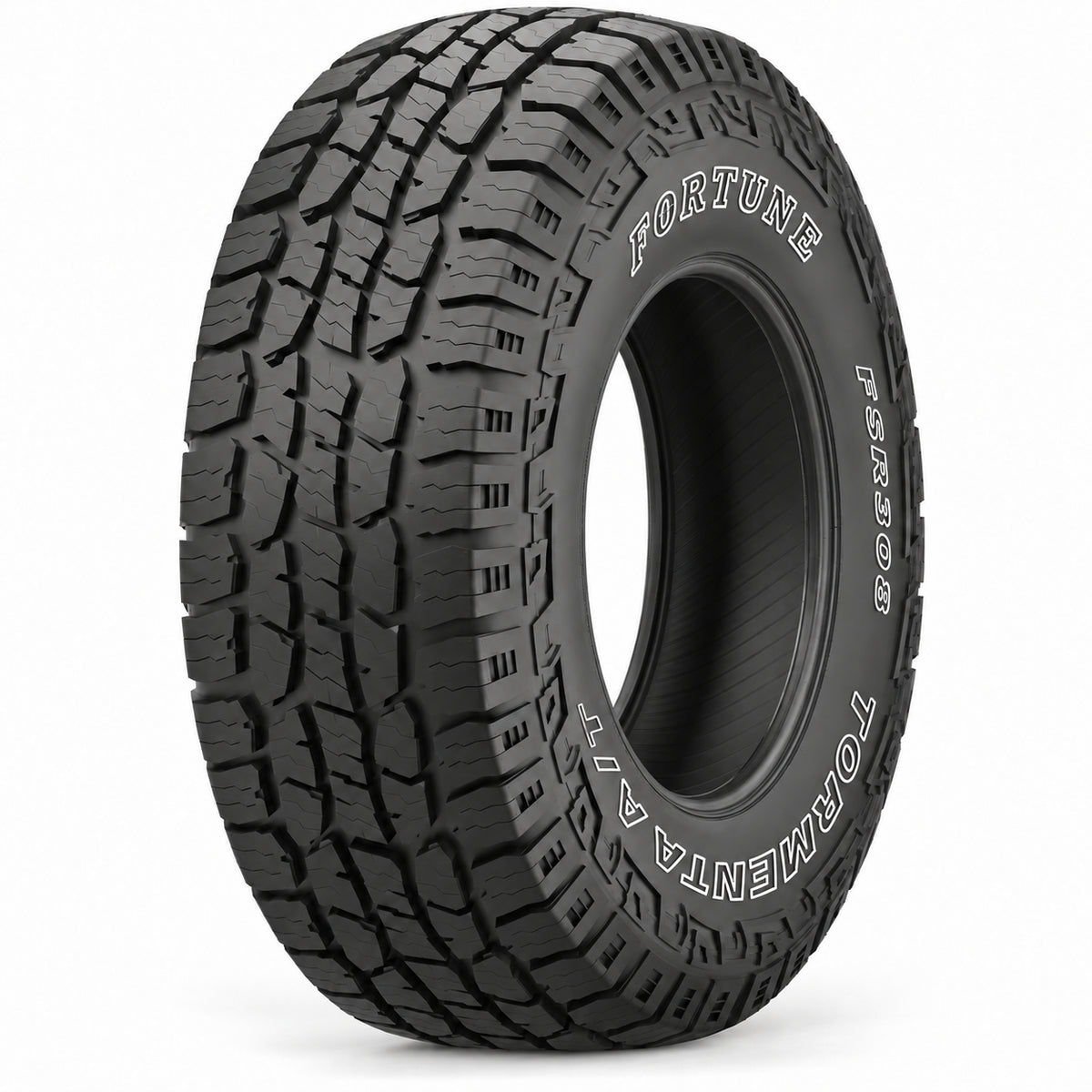 FORTUNE TORMENTA A/T FSR308 sin aro — vista diagonal, letras blancas
