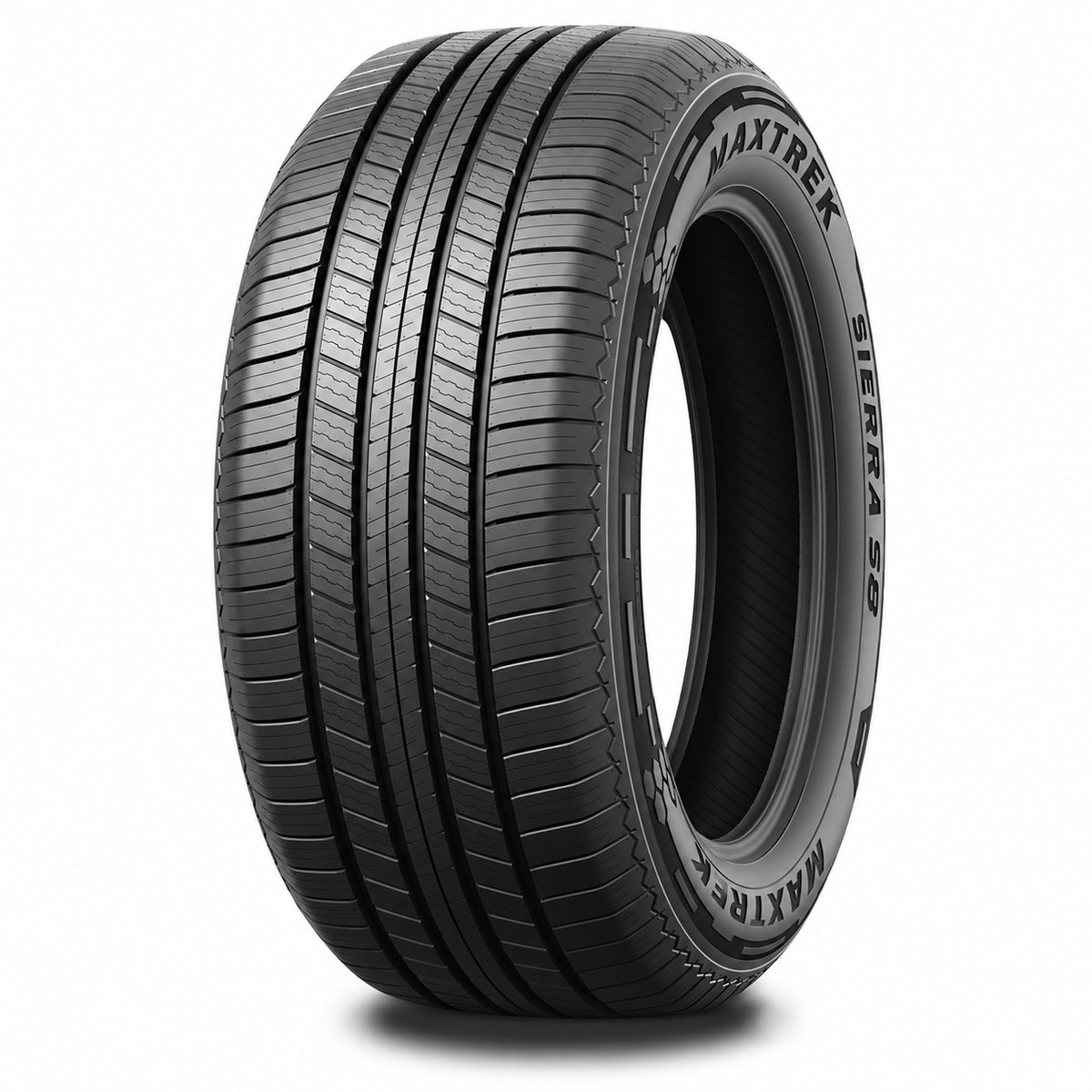 MAXTREK SIERRA S8 sin aro — vista diagonal, letras negras