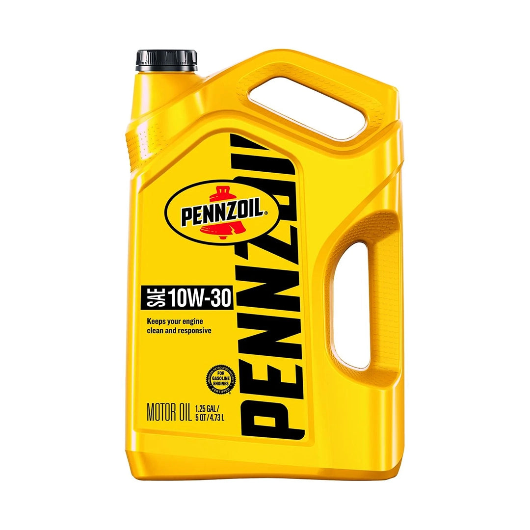 Imagen de Pennzoil 10W30 GF6, comercializado en caja de 3 × 5 QT. Mantallanta, Ecuador.