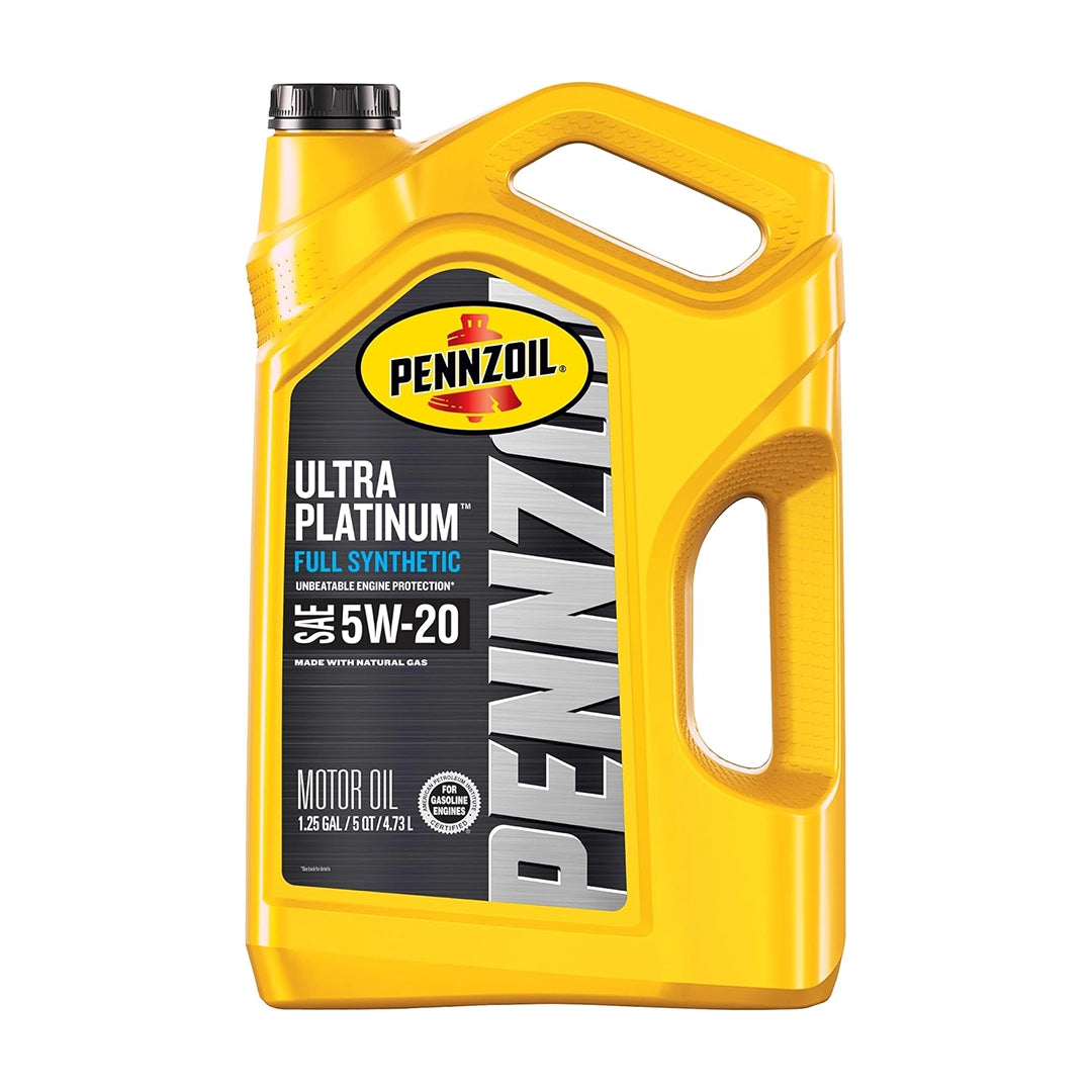 Imagen de Pennzoil PLATINUM 5W20, comercializado en caja de 3 × 5 QT. Mantallanta, Ecuador.