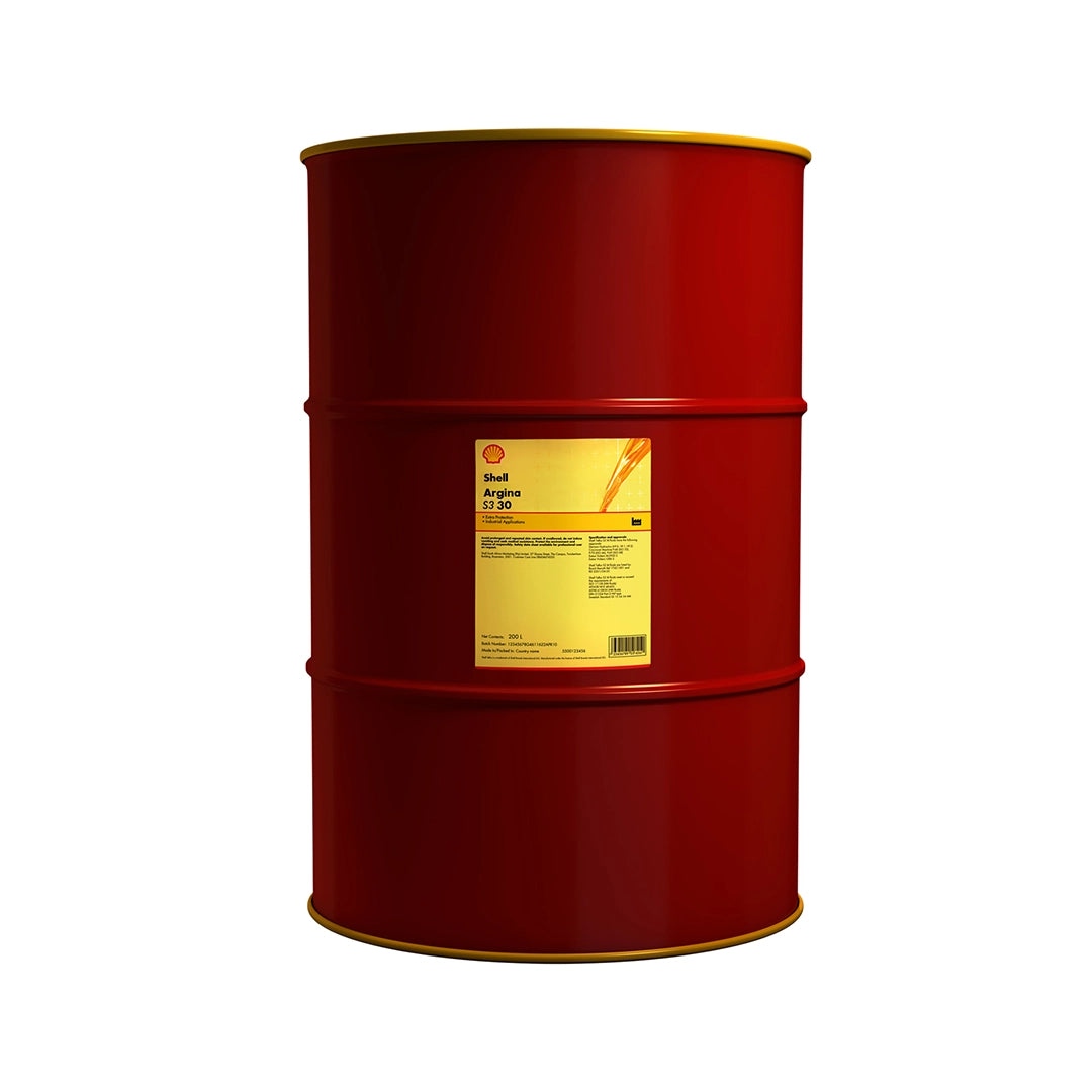 Imagen de Shell ARGINA S3 30, comercializado en tambor de 55 UGL. Mantallanta, Ecuador.