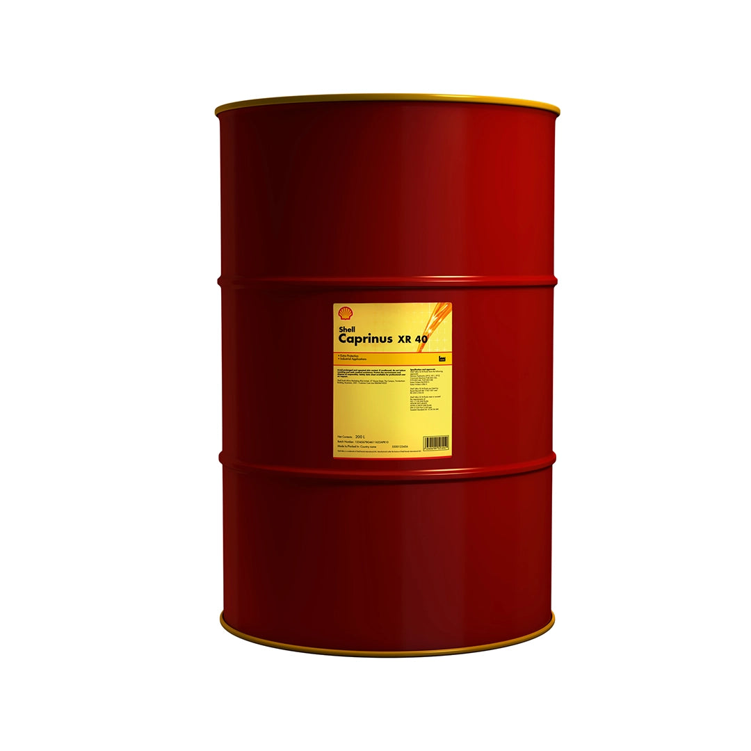 Imagen de Shell CAPRINUS XR 40, comercializado en tambor de 55 GL. Mantallanta, Ecuador.