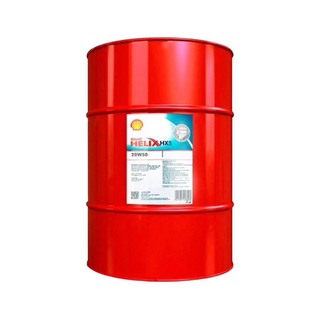 Imagen de Shell HELIX HX5 SN 20W50, comercializado en tambor de 209 L. Mantallanta, Ecuador.