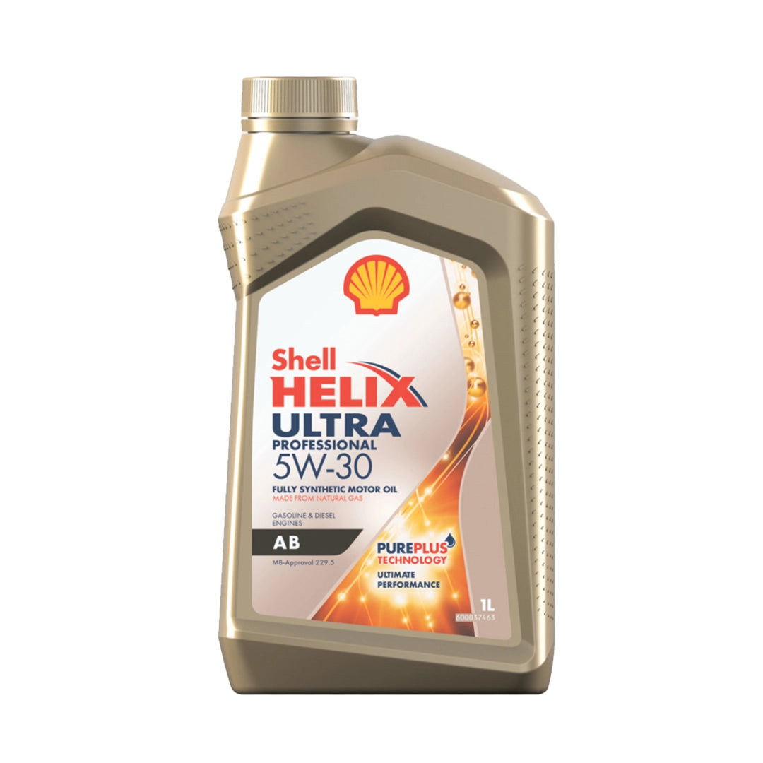 Imagen de Shell HELIX ULTRA PROFESSIONAL AG 5W30, comercializado en caja de 12 × 1 L. Mantallanta, Ecuador.