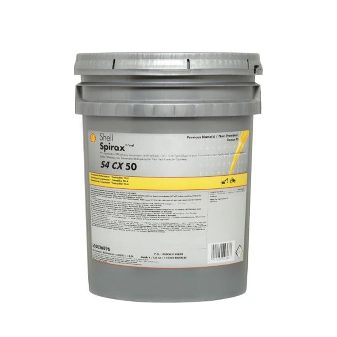 Imagen de Shell SPIRAX S4 CX 50 CJ, comercializado en caneca de 5 UGL. Mantallanta, Ecuador.