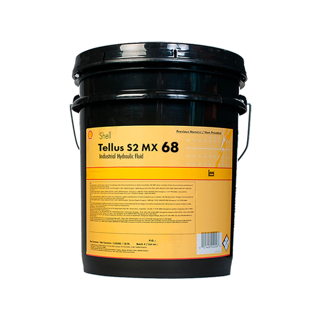 Imagen de Shell TELLUS S2 MX 68, comercializado en caneca de 5 UGL. Mantallanta, Ecuador.