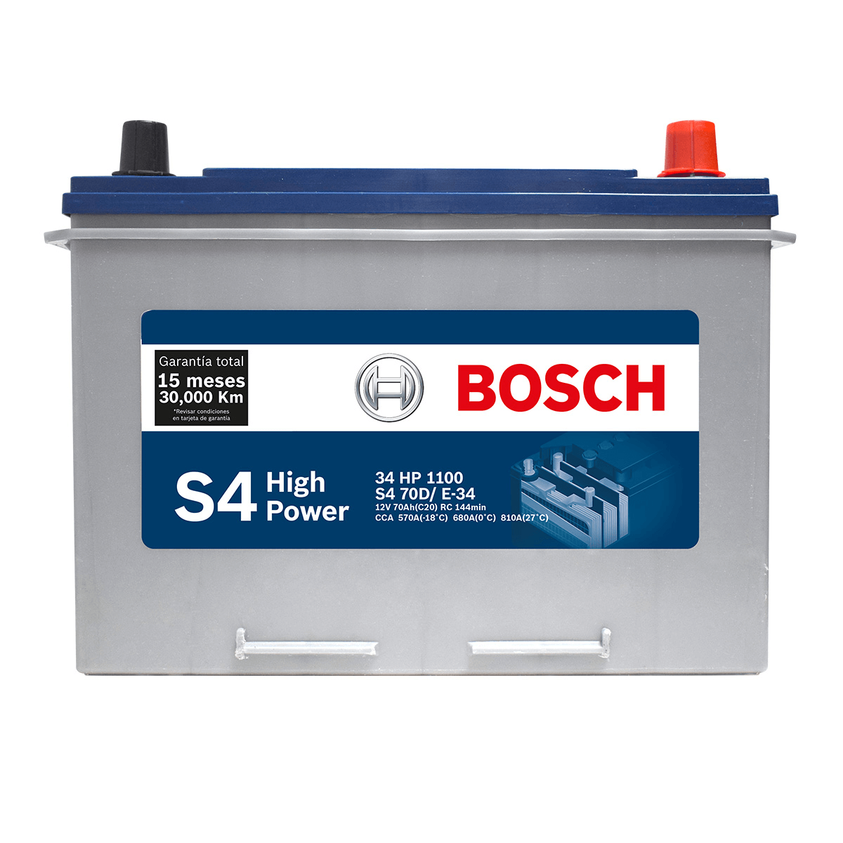 BATERIA BOSCH® S4 - 34 HP (+ -) INVERSA 70AH