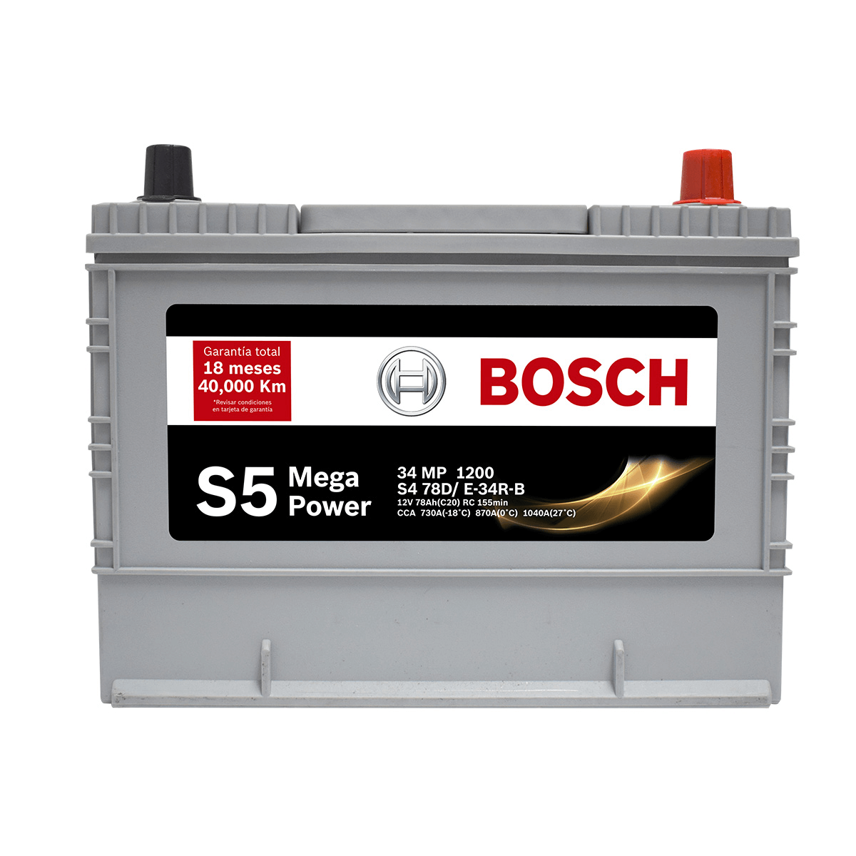 BATERIA BOSCH® S5 - 34 MP (+ -) INVERSA 78AH SELLADA