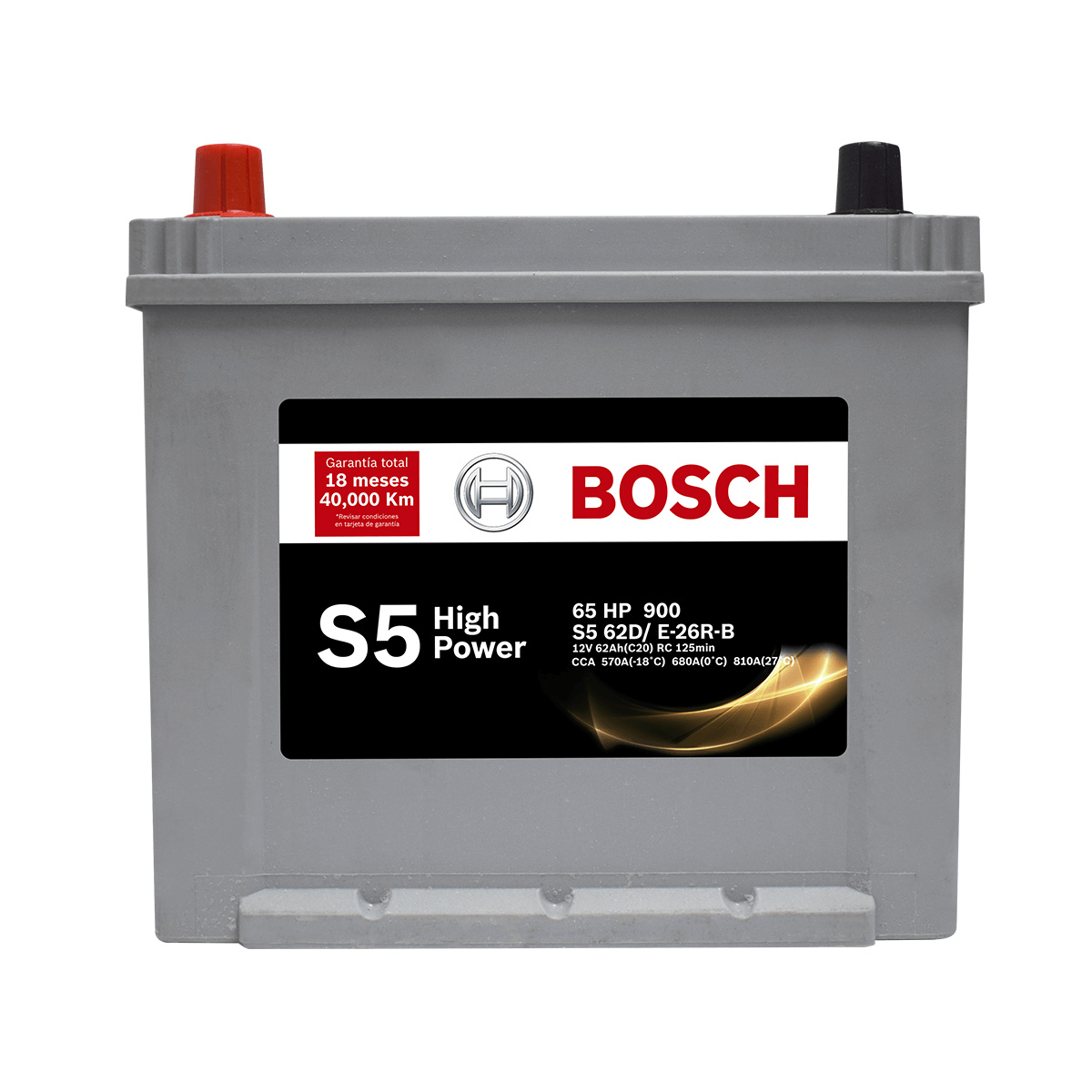 BATERIA BOSCH® S5 - 65 HP (+ -) INVERSA 62AH SELLADA