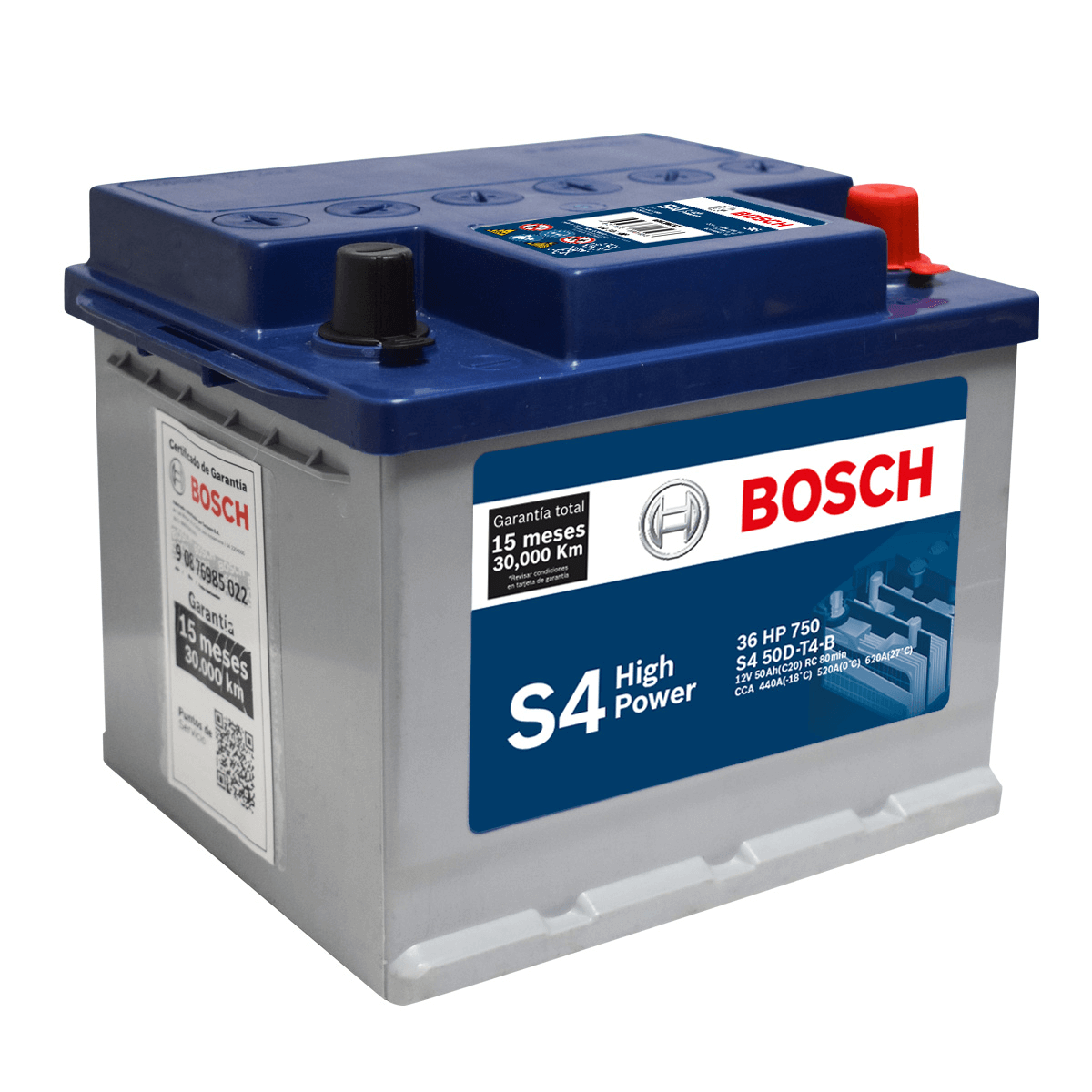 BATERIA BOSCH® S4 - 36 HP (- +) NORMAL 50AH