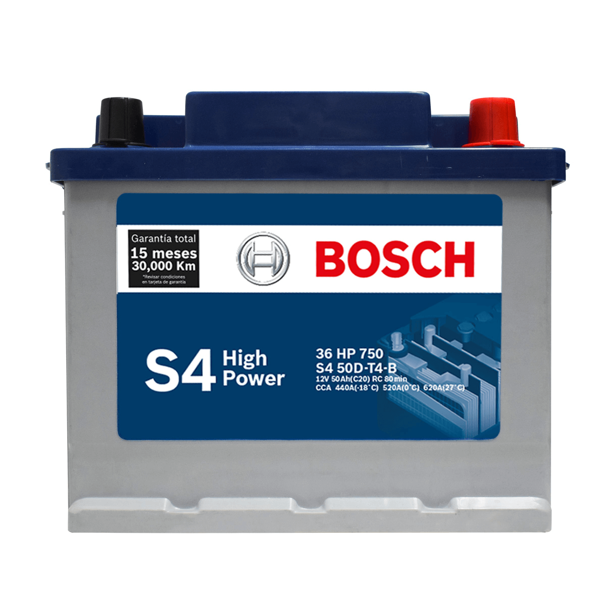 BATERIA BOSCH® S4 - 36 HP (- +) NORMAL 50AH