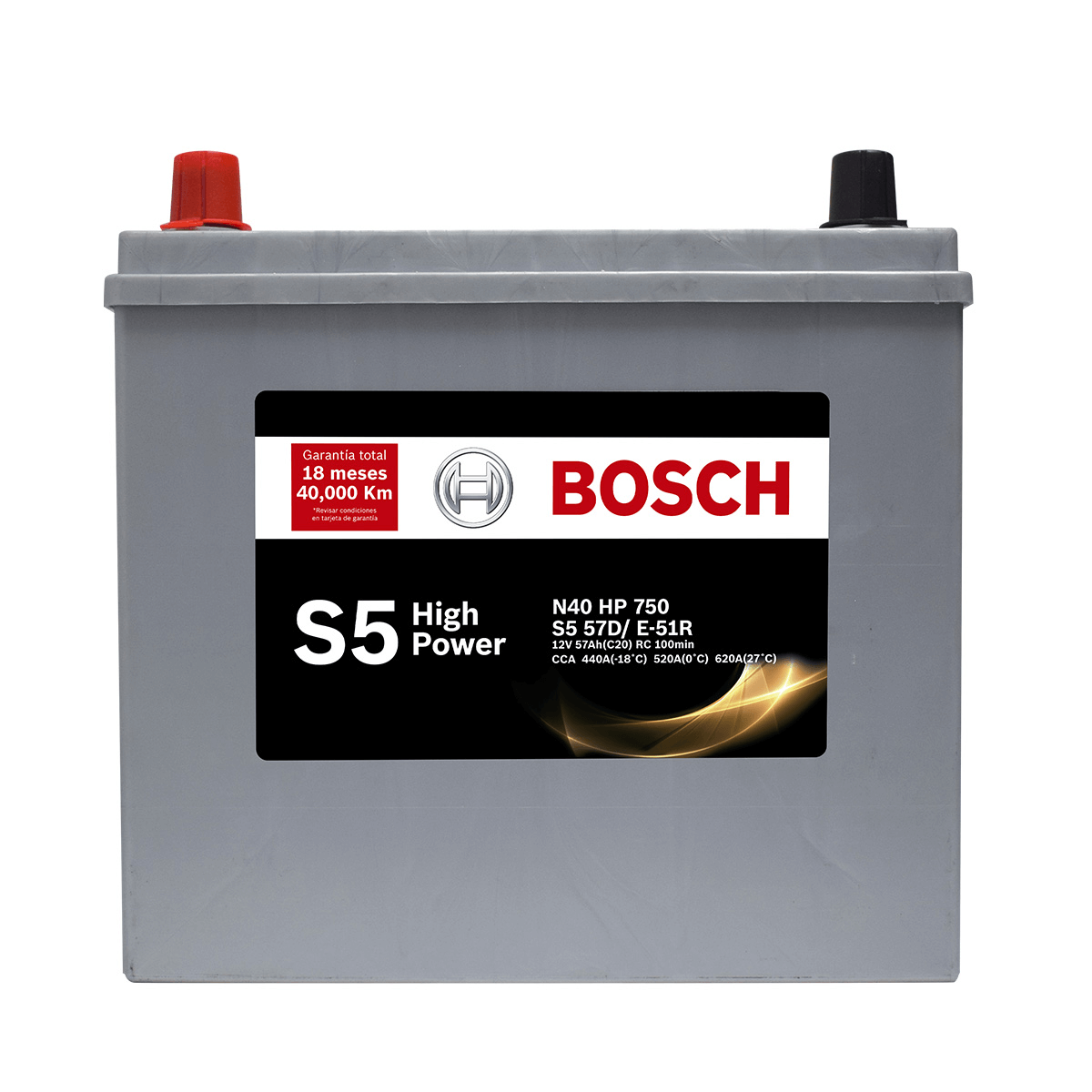 BATERIA BOSCH® S5 - N40 FE (+ -) INVERSA 57AH SELLADA
